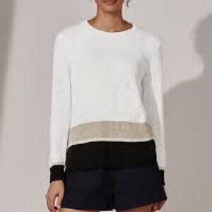 The White Company Colorblock Cotton Linen Blend Sweater size S